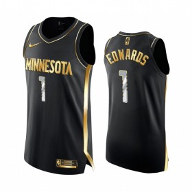 Minnesota Timberwolves Anthony Edwards 1 2020-21 Musta Golden Edition Miesten Pelipaidat Swingman